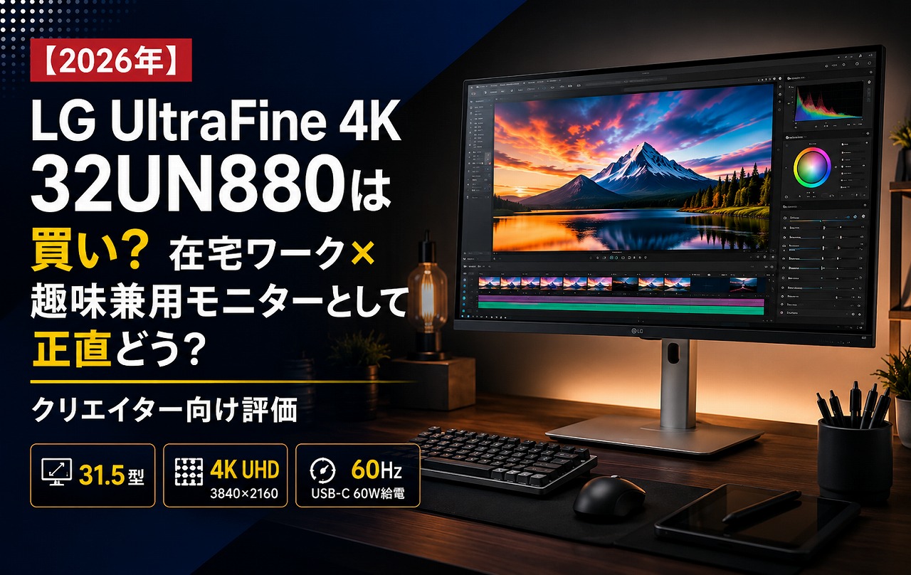 【2026年】LG UltraFine 4K 32UN880は買い？在宅ワーク×趣味兼用モニターとして正直どう？