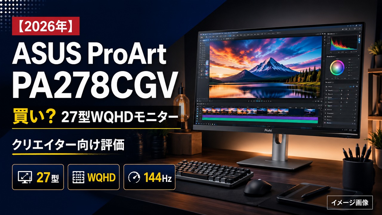 【2026年】ASUS ProArt PA278CGVは買い？27型WQHDモニターのクリエイター向け評価
