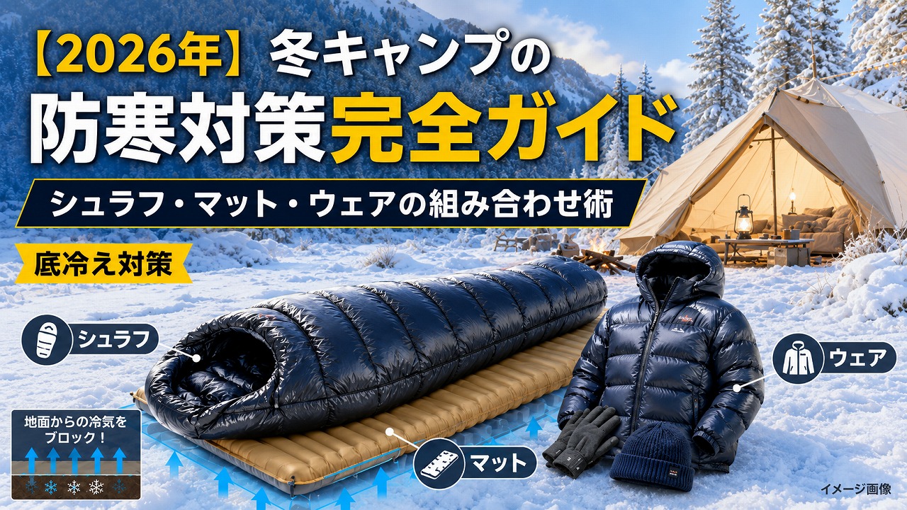 【2026年】冬キャンプの防寒対策完全ガイド｜シュラフ・マット・ウェアの組み合わせ術