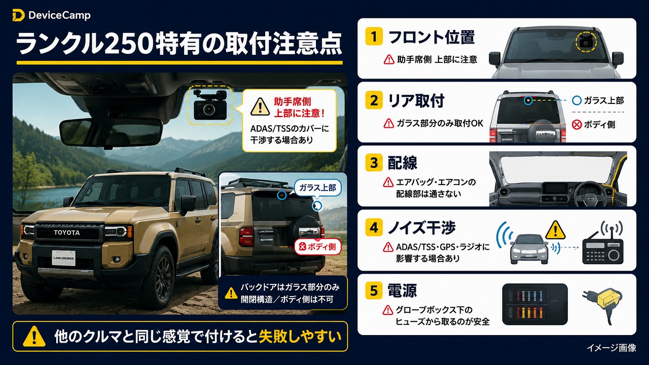 ランクル250対応ドラレコ比較