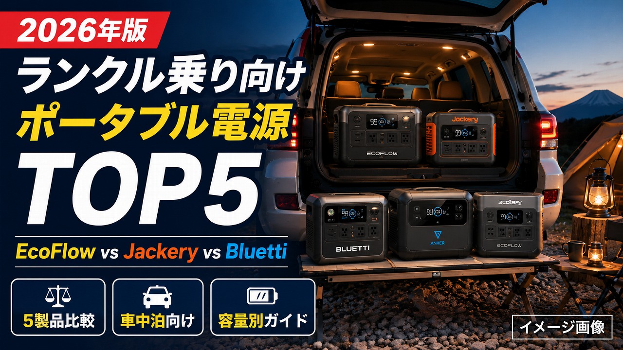 【ランドクルーザー乗り向け】ポータブル電源TOP5比較【EcoFlow vs Jackery vs Bluetti 2026年版】