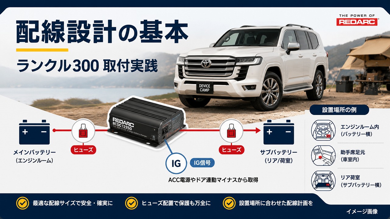 REDARC BCDC充電器の取付ガイド
