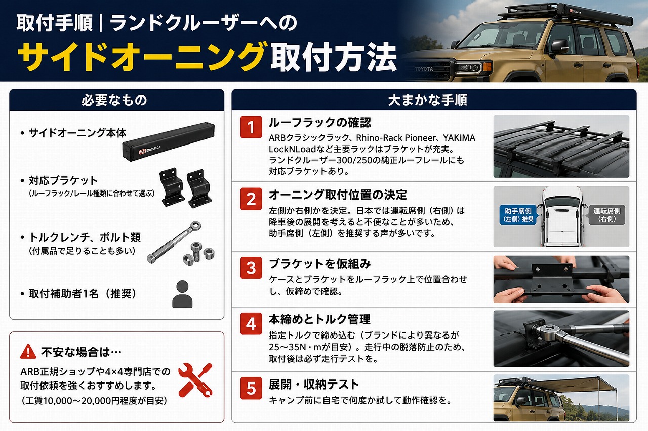 ランクルにサイドオーニングを取付る方法