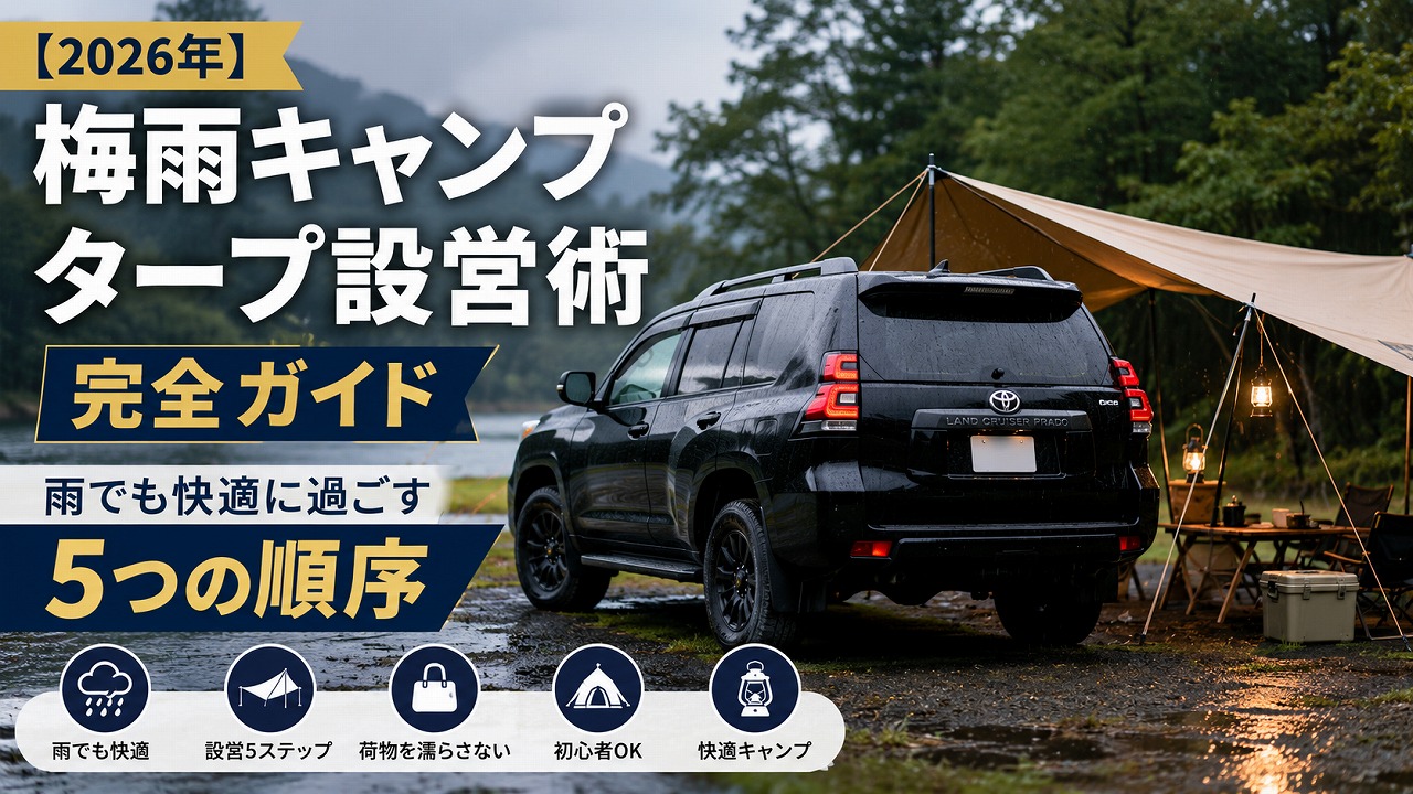 【2026年】梅雨キャンプ タープ設営術完全ガイド｜雨でも快適に過ごす5つの順序