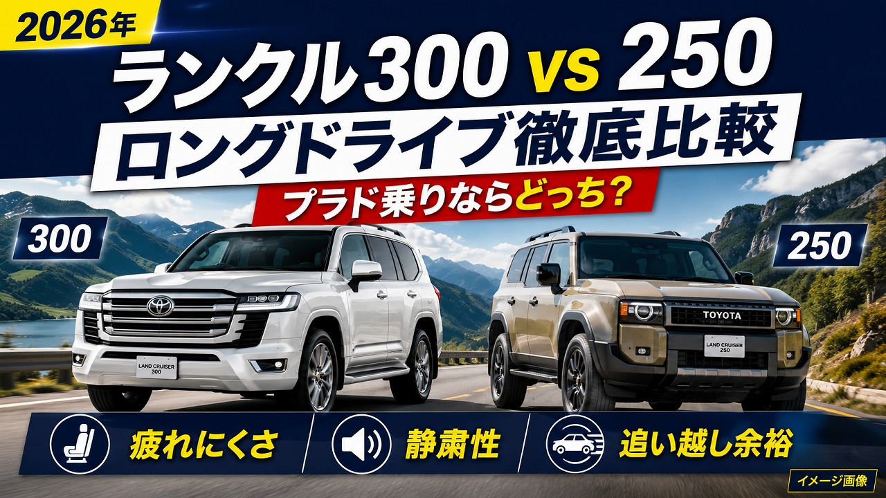 【2026年】ランクル300 vs 250 ロングドライブ徹底比較｜プラド乗りが選ぶならどっち？