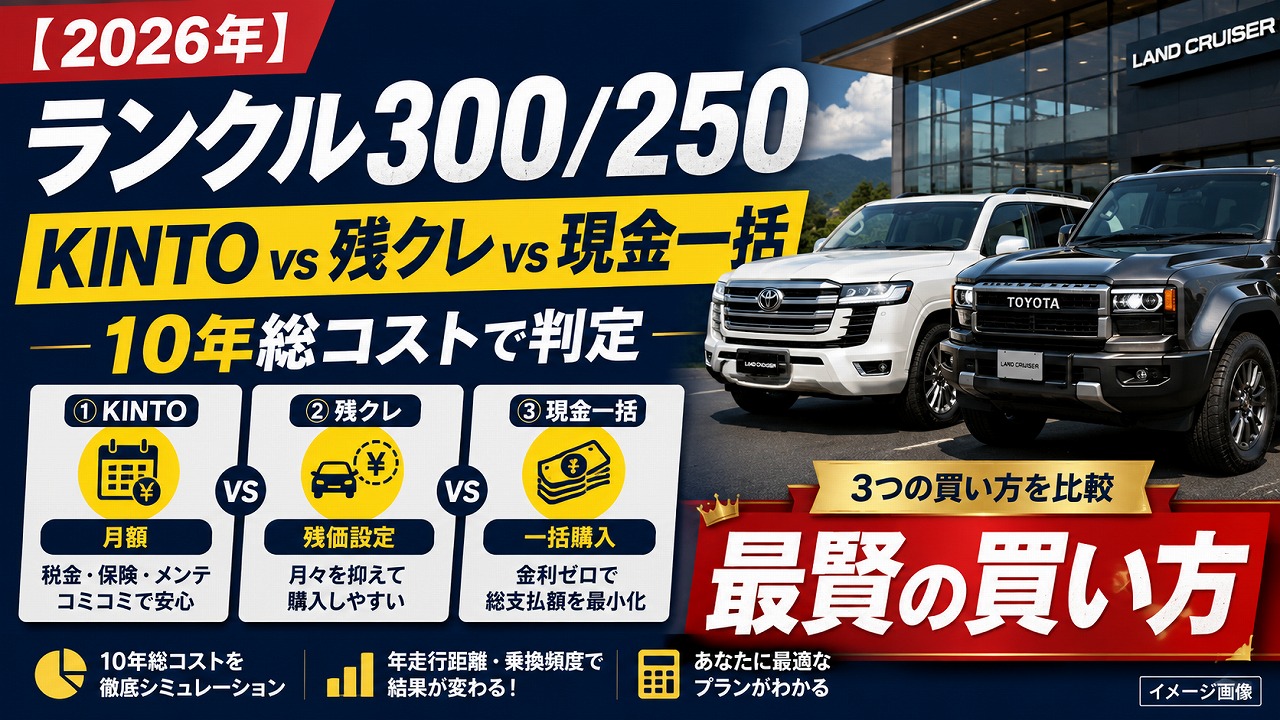 【2026年】ランクル300/250 KINTO vs 残クレ vs 現金一括｜10年総コストで判定する最賢い買い方
