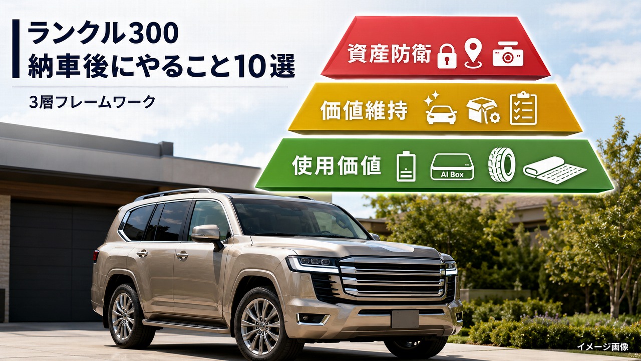 ランクル300納車後にやること10選 3層フレームワーク（資産防衛・価値維持・使用価値）