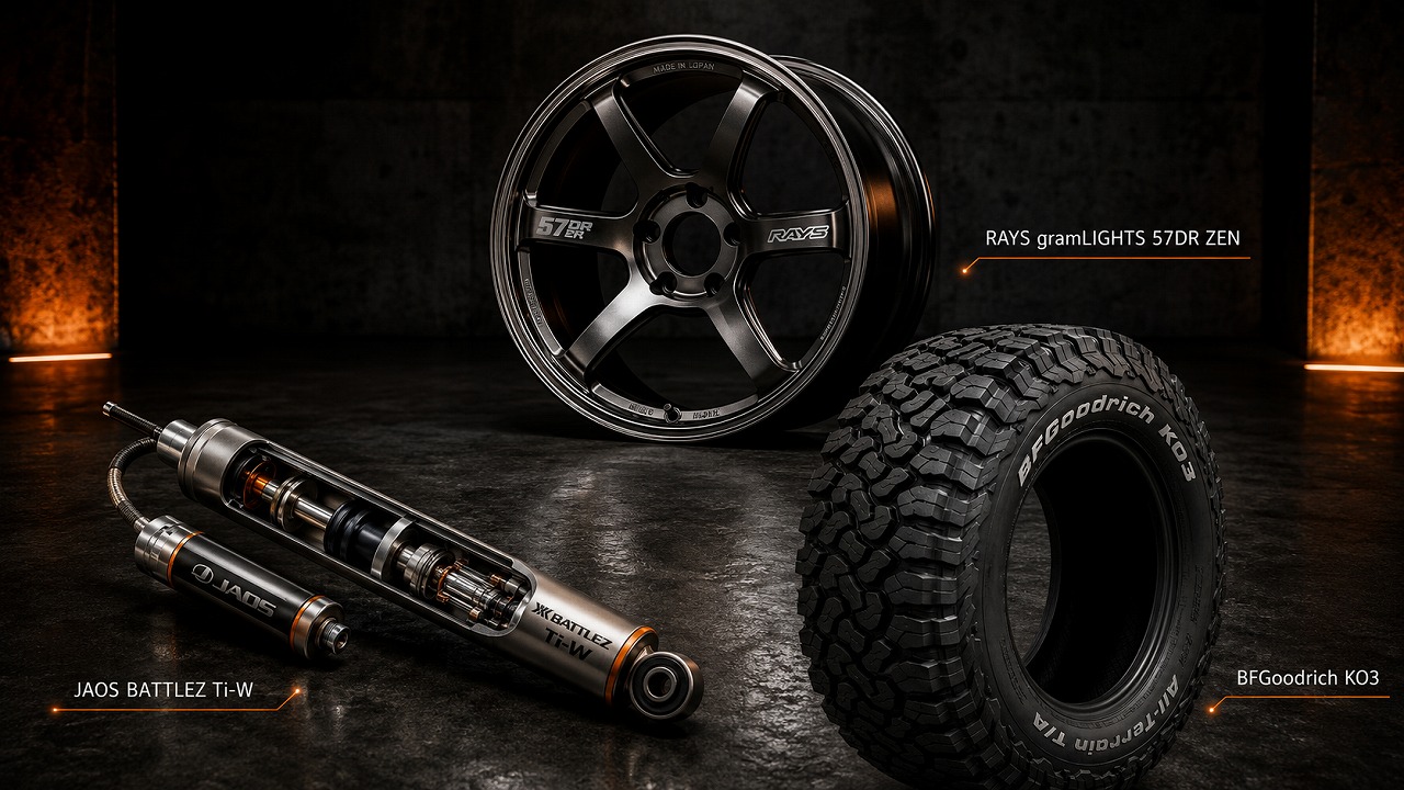 JAOS BATTLEZ＋RAYS gramLIGHTS＋BFGoodrich KO3の鉄板3点セット