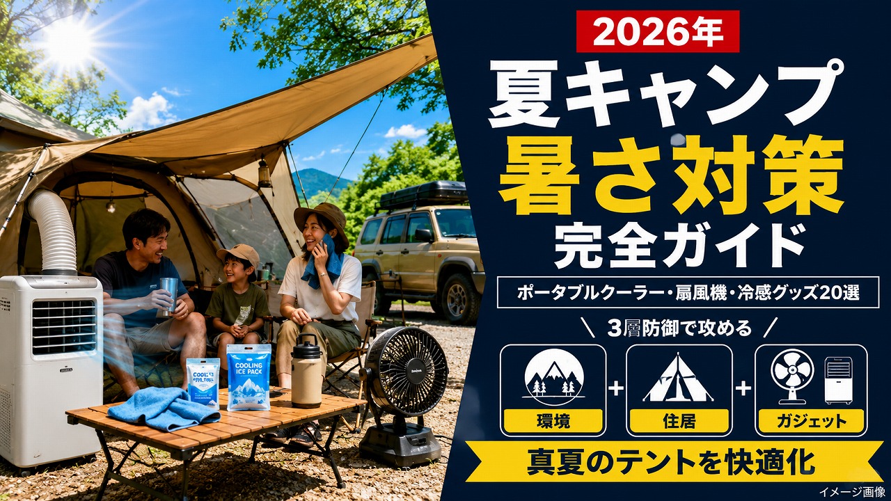 【2026年】夏キャンプ暑さ対策 完全ガイド｜ポータブルクーラー・扇風機・冷感グッズ20選