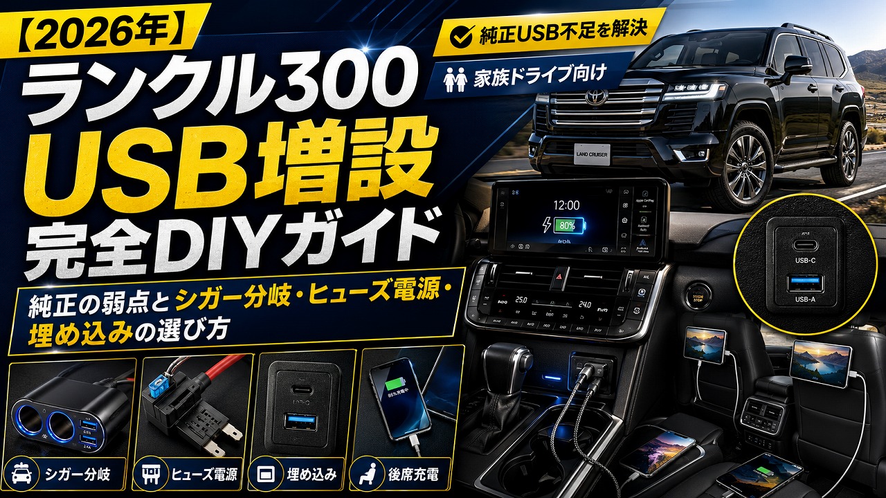 【2026年】ランクル300 USB増設 完全DIYガイド｜純正の弱点とシガー分岐・ヒューズ電源・埋め込みの選び方