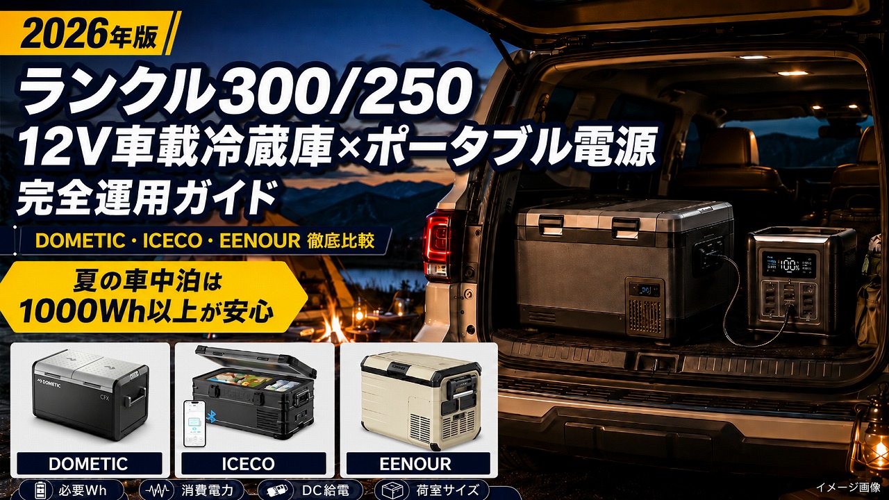 2026年版】ランクル300/250 12V車載冷蔵庫×ポータブル電源 完全運用ガイド｜DOMETIC・ICECO・EENOUR徹底比較