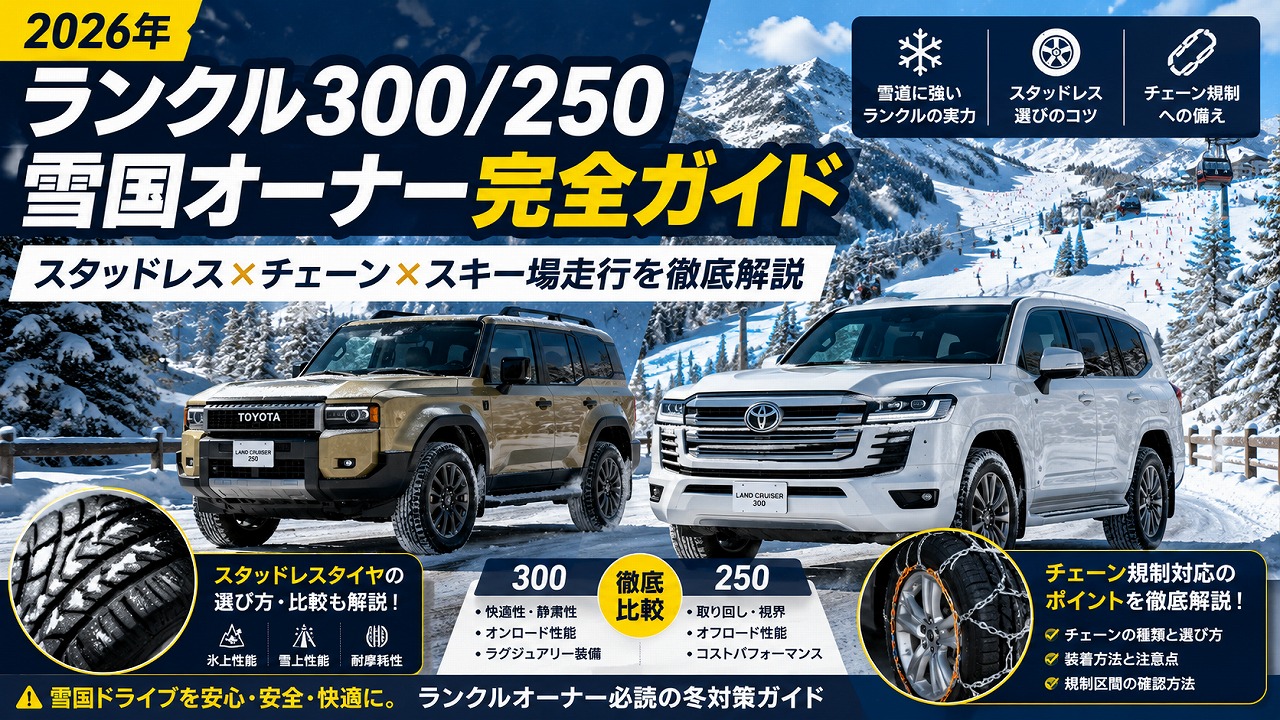 【2026年】ランクル300/250 雪国オーナー完全ガイド|スタッドレス×チェーン×スキー場走行を徹底解説