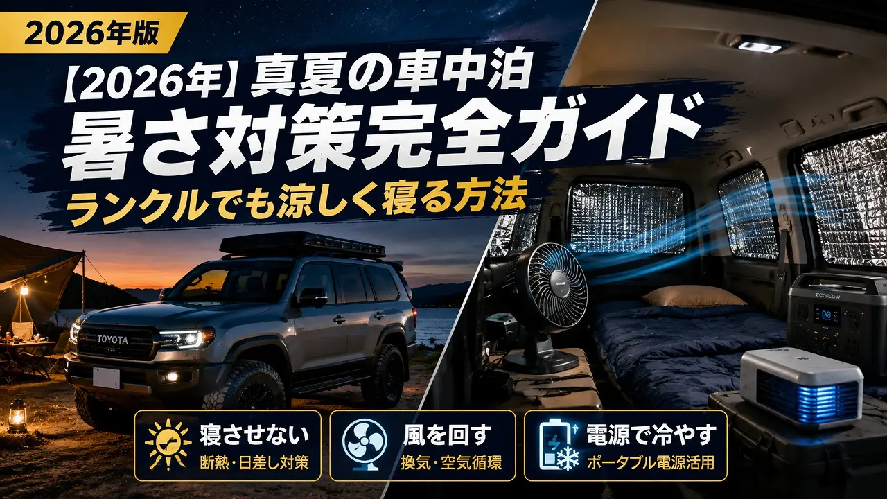 2026年】真夏の車中泊 暑さ対策完全ガイド｜ランクルでも涼しく寝る