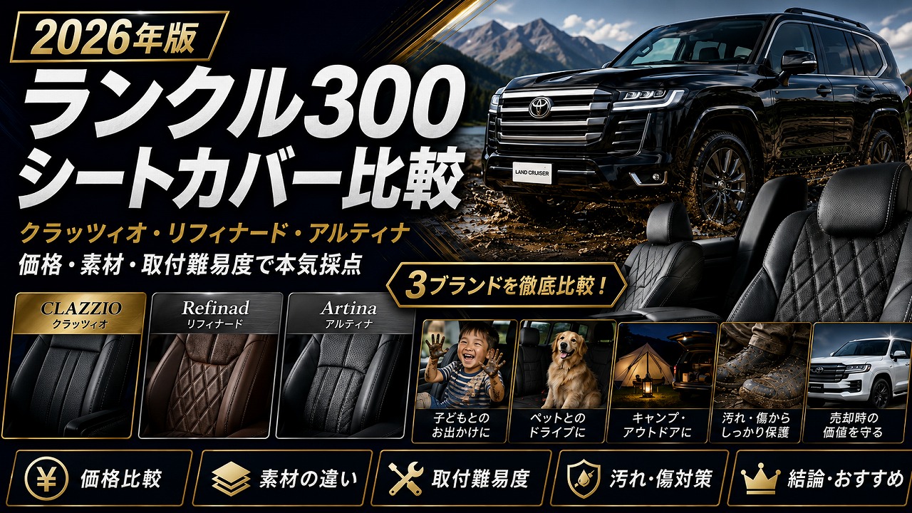 【2026年版】ランクル300 シートカバー比較｜クラッツィオ・リフィナード・アルティナを価格・素材・取付難易度で本気採点