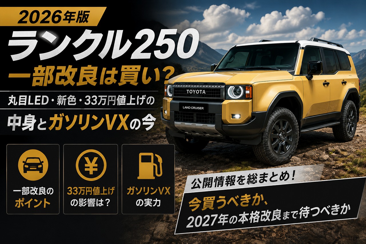 【2026年】ランクル250 一部改良は買い？丸目LED・新色・33万円値上げの中身とガソリンVXの今
