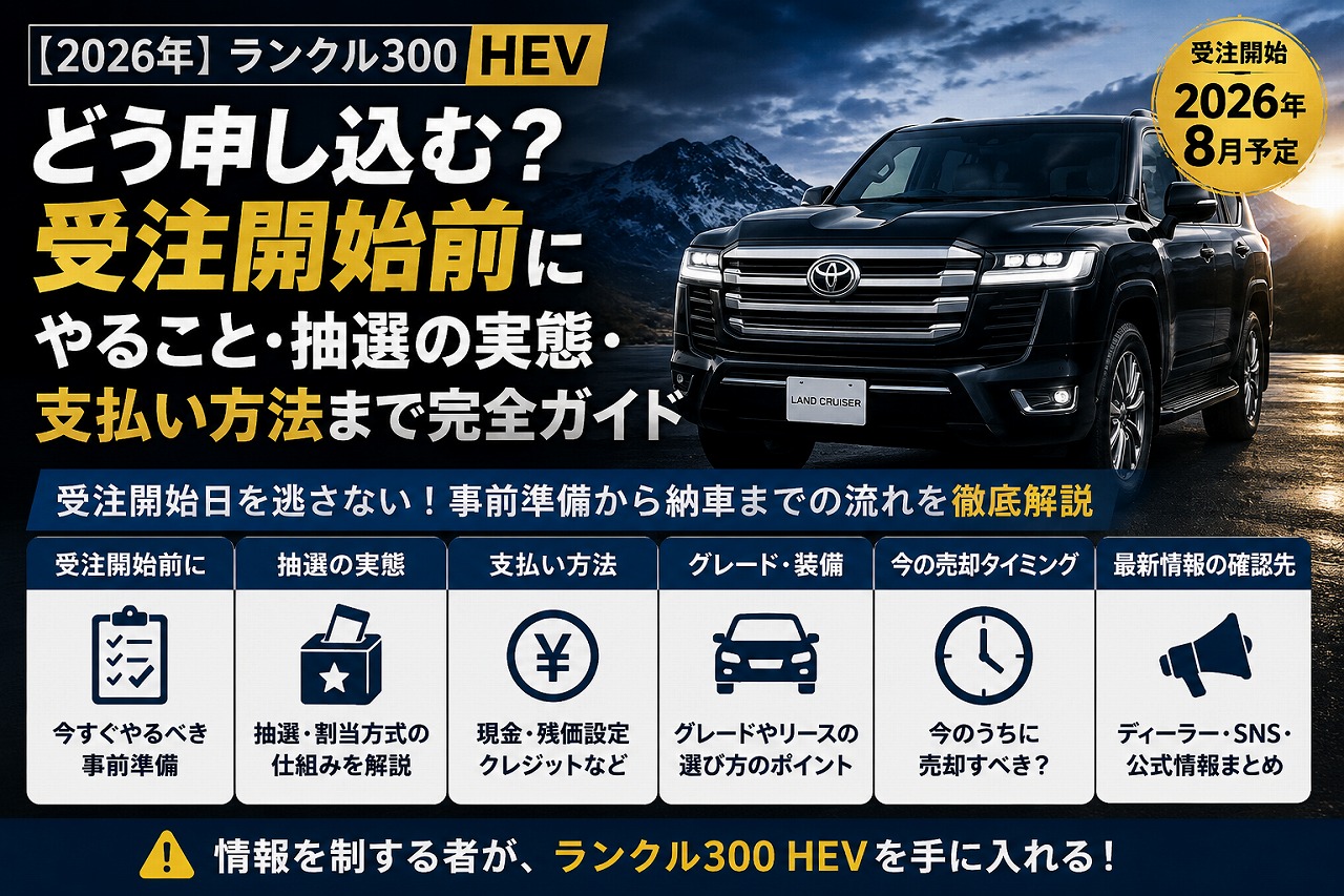 【2026年】ランクル300 HEVはどう申し込む？受注開始前にやること・抽選の実態・支払い方法まで完全ガイド