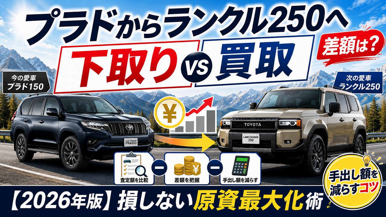 プラドからランクル250へ乗り換え！下取りvs買取の差額は？【2026年版】損しない原資最大化術