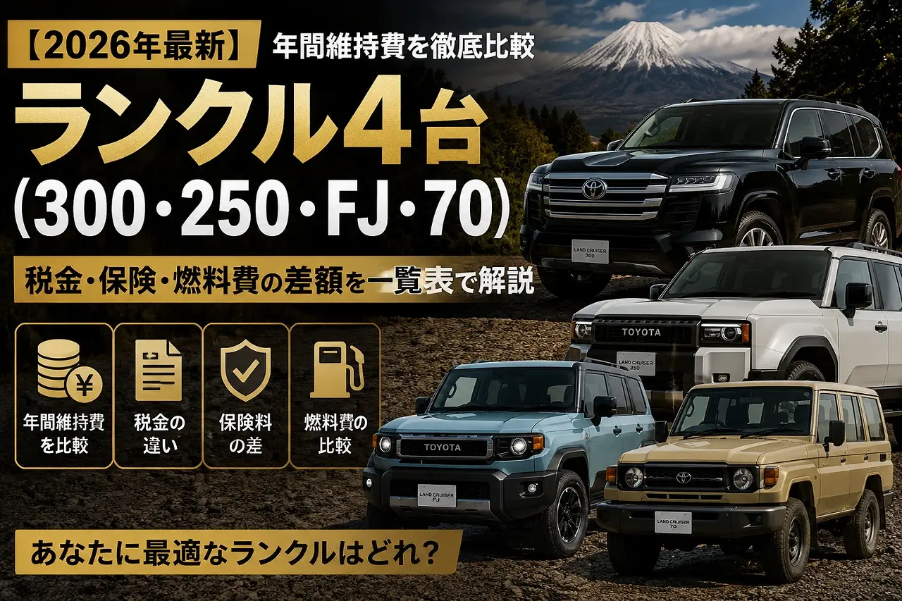 ランクル300・250・FJ・70の年間維持費を比較【2026年】税金・保険