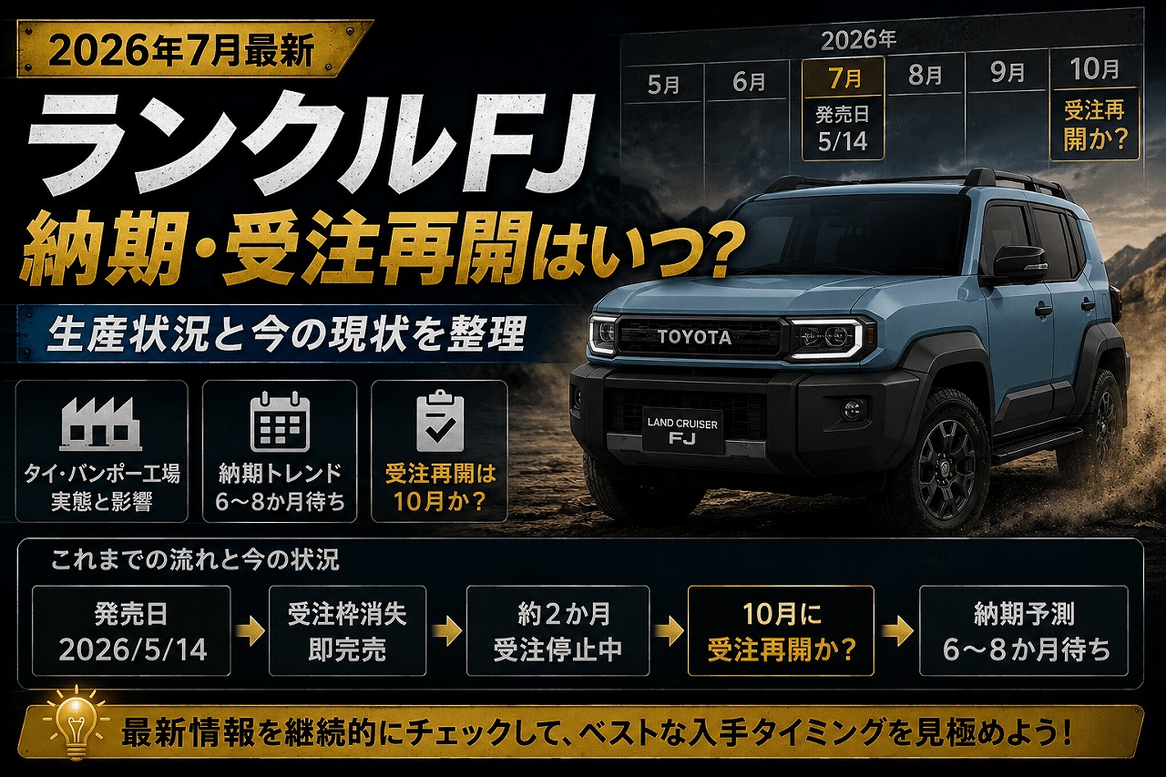 【2026年7月最新】ランクルFJ 納期・受注再開はいつ？生産状況と今の現状を整理