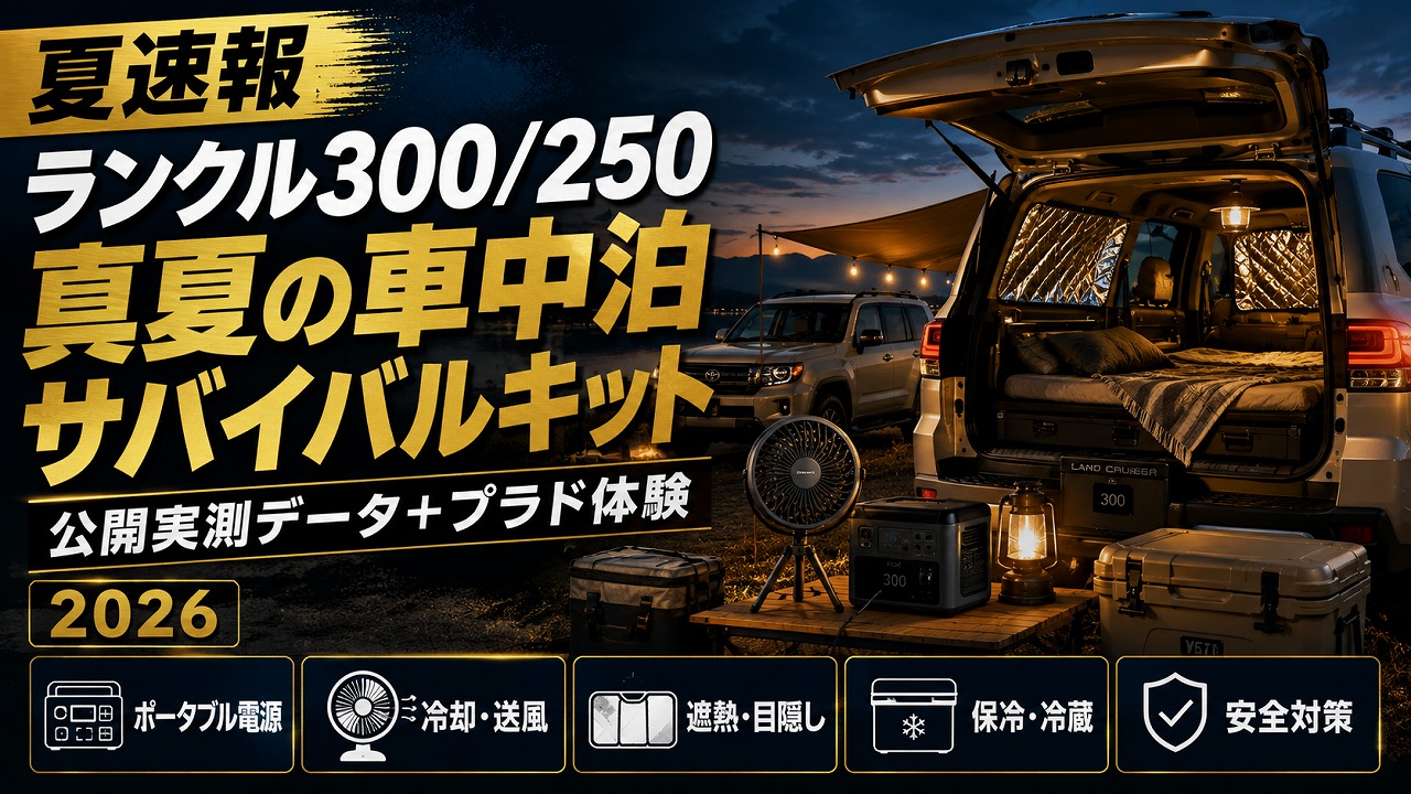 【夏速報】ランクル300/250 真夏の車中泊サバイバルキット｜公開実測データ＋プラド体験【2026】