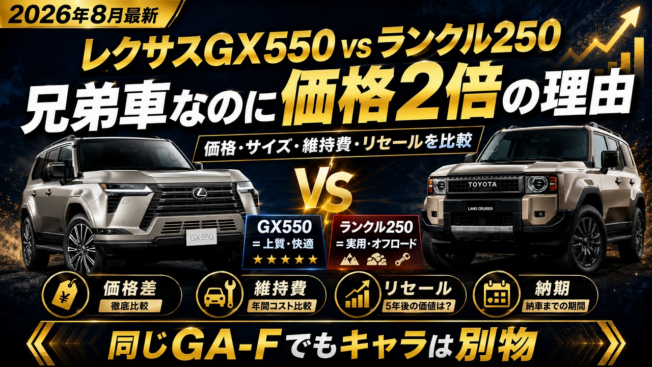 【2026年】レクサスGX550 vs ランクル250｜兄弟車なのに価格2倍の理由を徹底比較