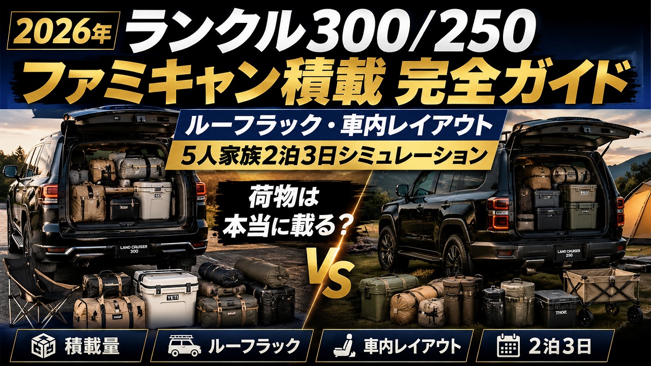 【2026年】ランクル300/250 ファミキャン積載 完全ガイド|ルーフラック・車内レイアウト・5人家族2泊3日シミュレーション