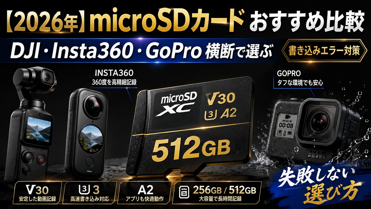 【2026年】microSDカードおすすめ比較｜DJI・Insta360・GoProアクションカメラ機種横断で選ぶ