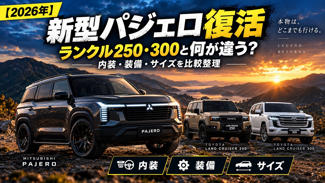 【2026年】新型パジェロ復活|ランクル250・300と何が違う?内装・装備・サイズを複数メディア比較で整理