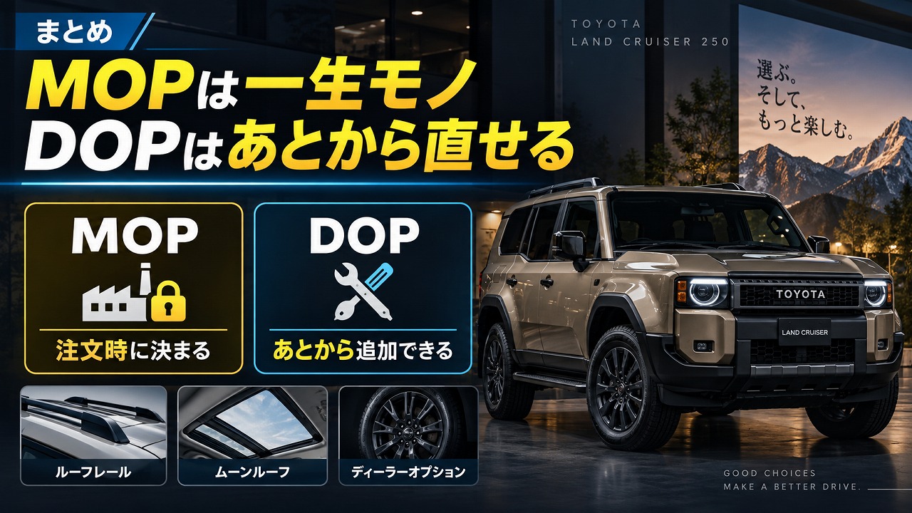 まとめ:MOPは一生モノ、DOPはあとから直せる