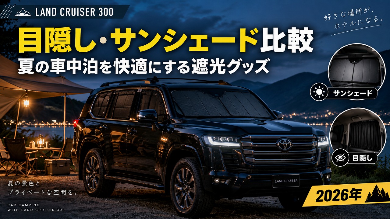【2026年】ランクル300 目隠し・サンシェード比較|夏の車中泊を快適にする遮光グッズ