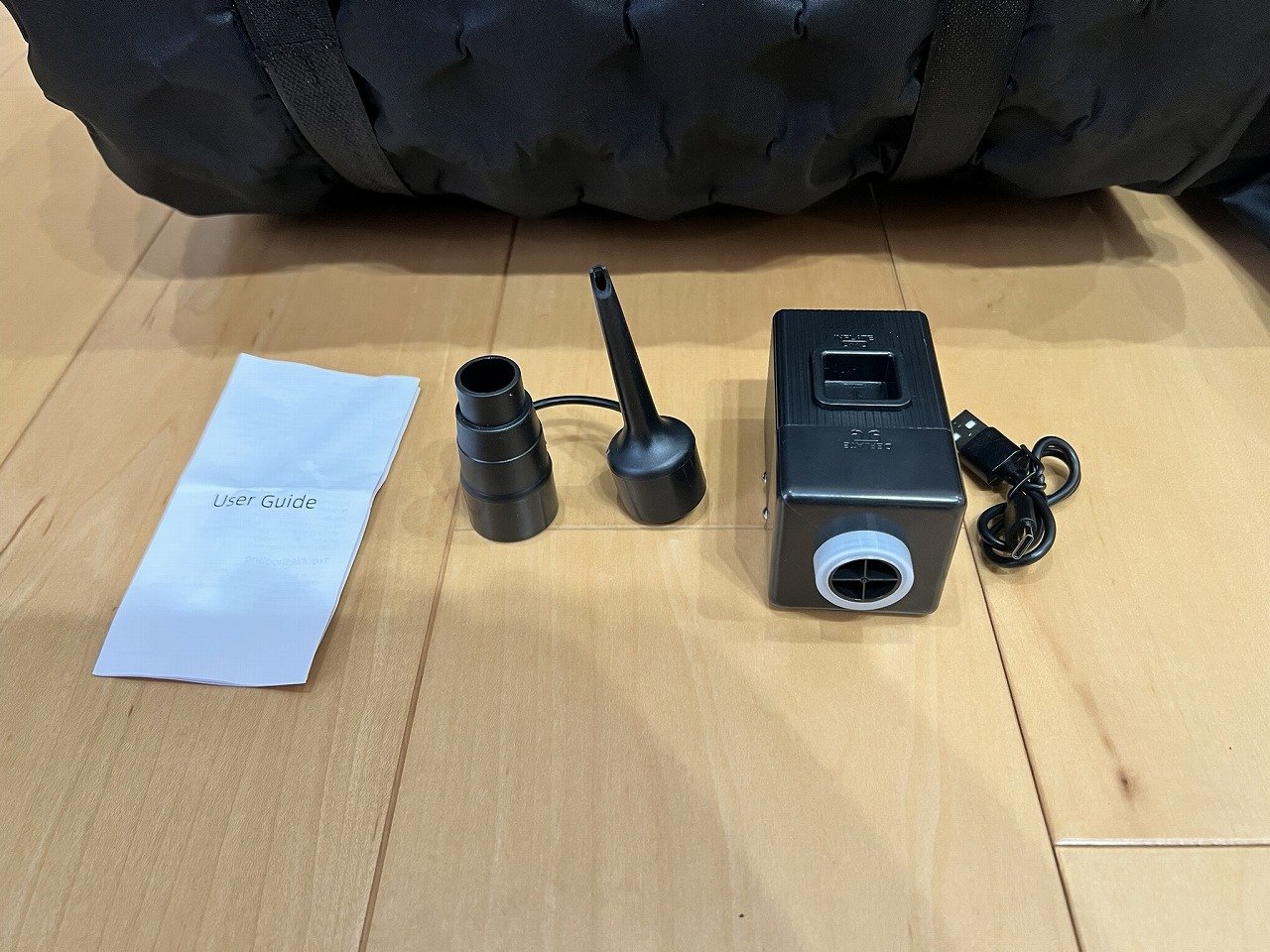 電動エアポンプとポンプノズル2種、取扱説明書